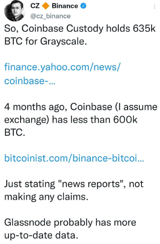 Binance ceo deleted tweet